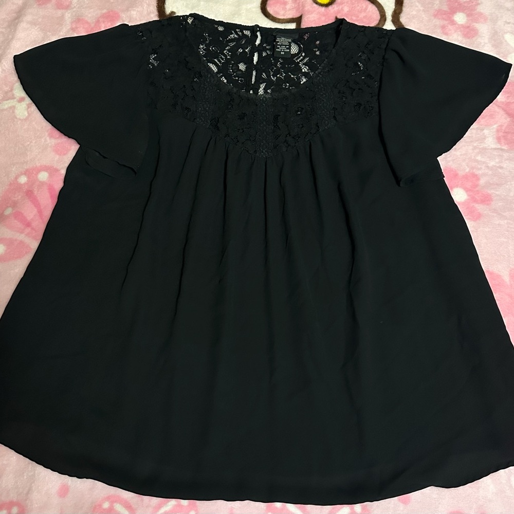 Torrid Black Lace Detail Blouse